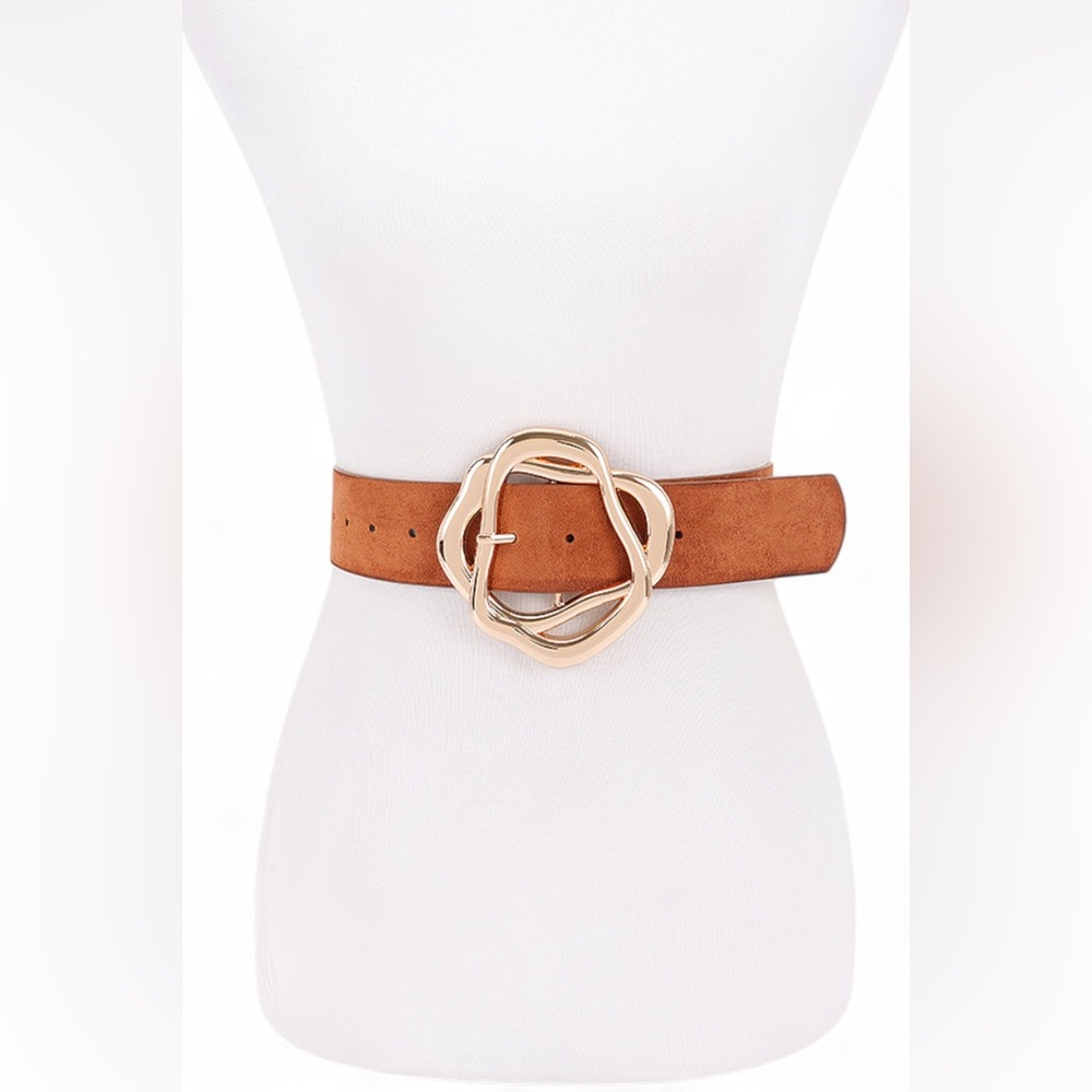 Vegan Suede Statement Belt - Brown, Camel, Black